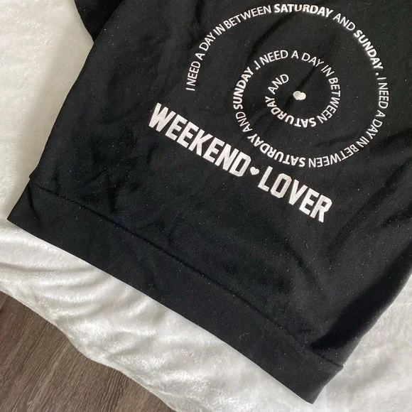 Black “Weekend Lover” full body zipper fleece hoodie - Picture 4 of 17